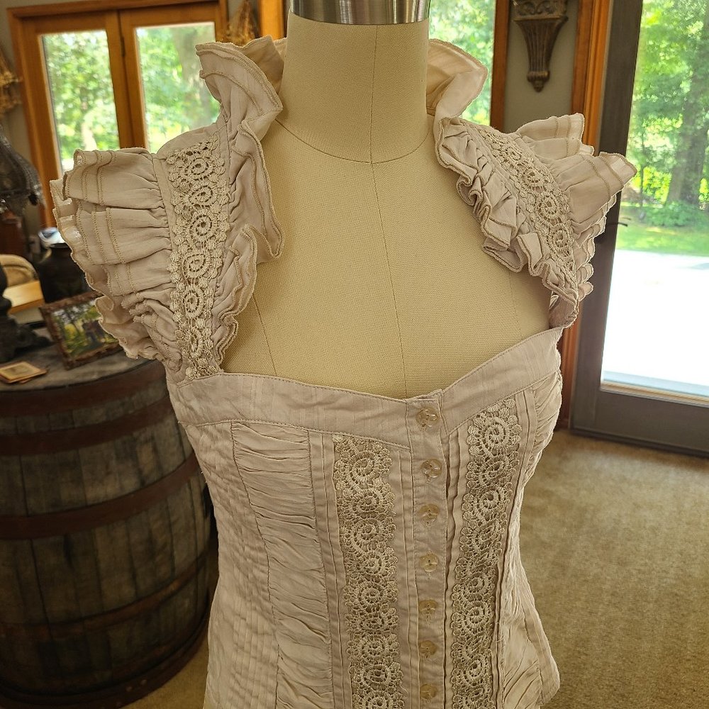 Victorian Cotton sweetheart neckline blouse